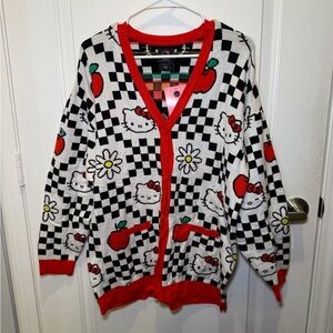 NWT Hello Kitty Checkered Apple Ladies Cardigan